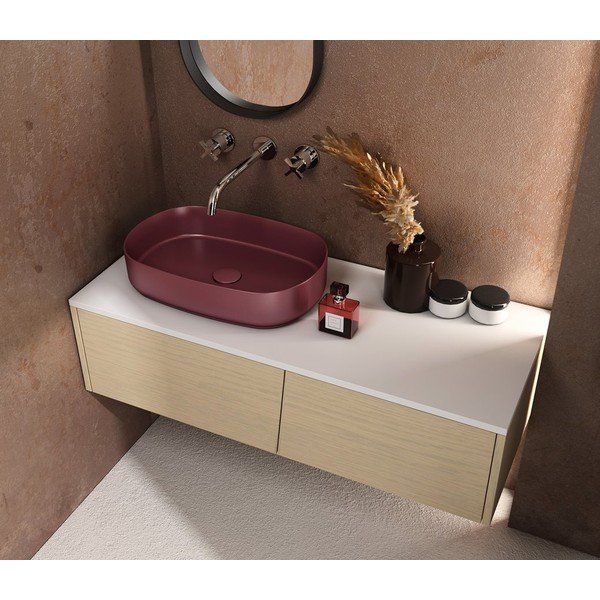 Bordowa umywalka ceramiczna Sapho Infinity Oval, 55x36 cm-image-4