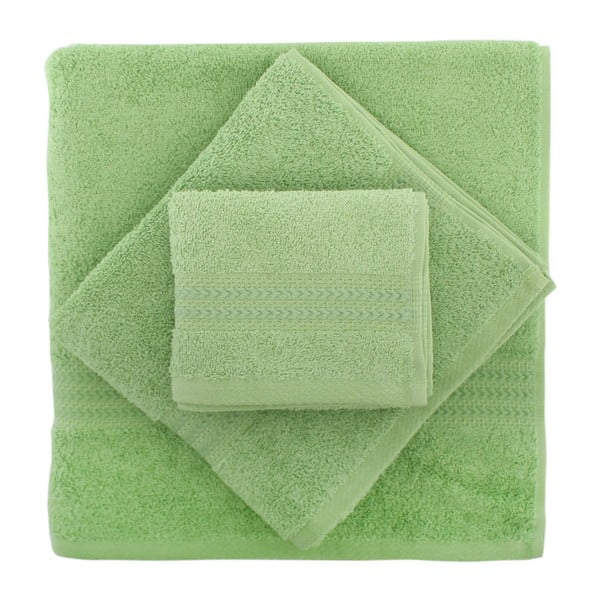 Zestaw 2 zielonych bawełnianych ręczników ze 100% bawełny (mały i kąpielowy) Rainbow