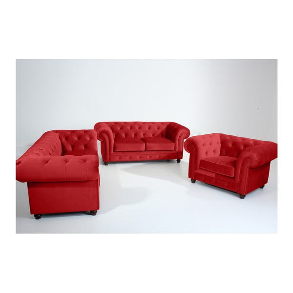 Czerwona sofa Max Winzer Orleans Velvet, 196 cm-image-1