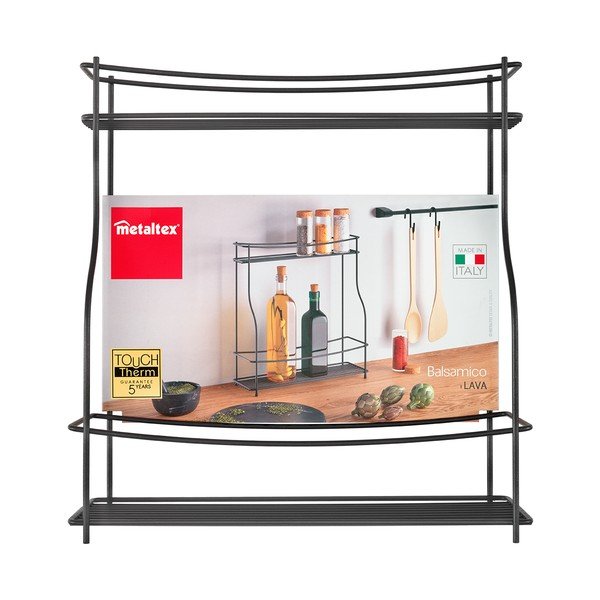 Czarna dwupoziomowa dodatkowa półka do kuchni Metaltex Balsamico Lava-image-3