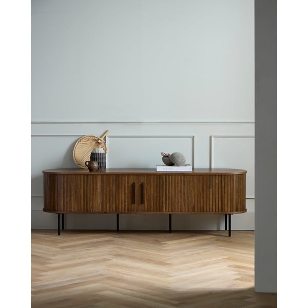 Brązowa szafka pod TV w dekorze dębu 180x56x45 cm Nola – Unique Furniture-image-1