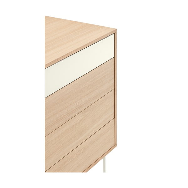 Kremowobiała komoda w dekorze drewna dębowego z szufladami Teulat Yoko-image-4
