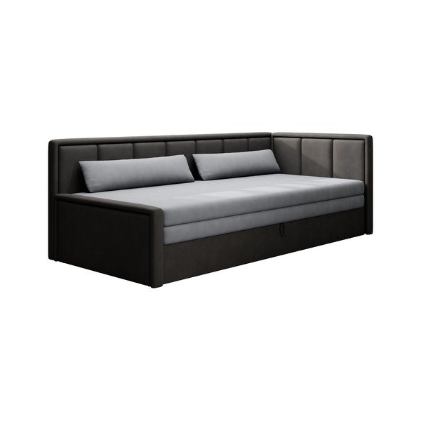 Ciemnoszara rozkładana/ze schowkiem sofa z tkaniny szenilowej 214 cm Fulgeo – ELTAP