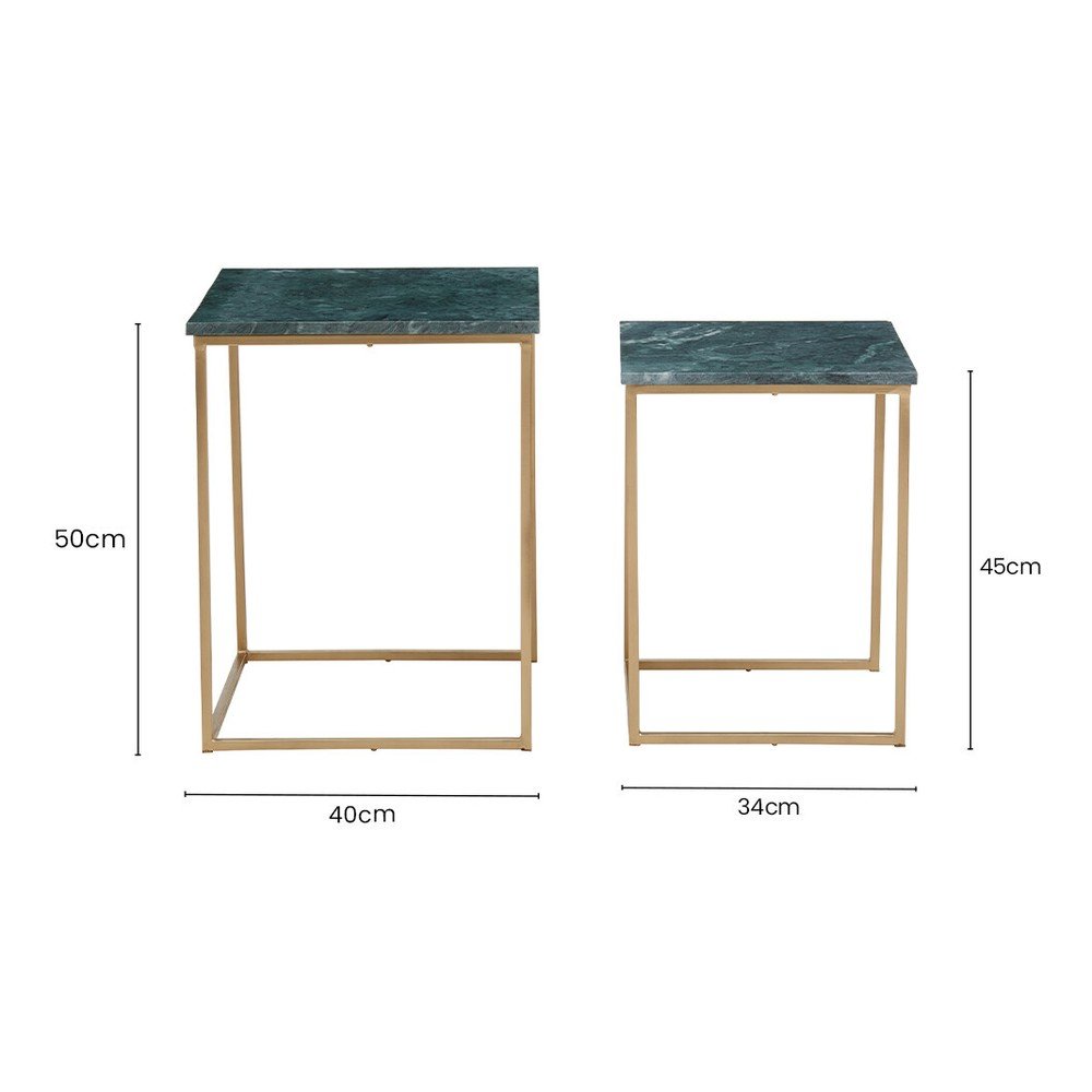 Stoliki zestaw 2 szt. z marmurowym blatem 40x40 cm Mandoli – Premier Housewares (zdjęcie 4)