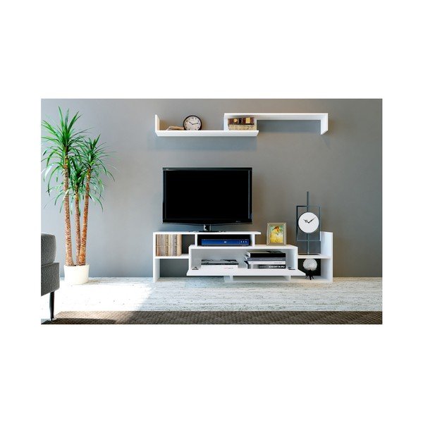 Biały zestaw pod TV 154x42 cm Dream – Kalune Design-image-3