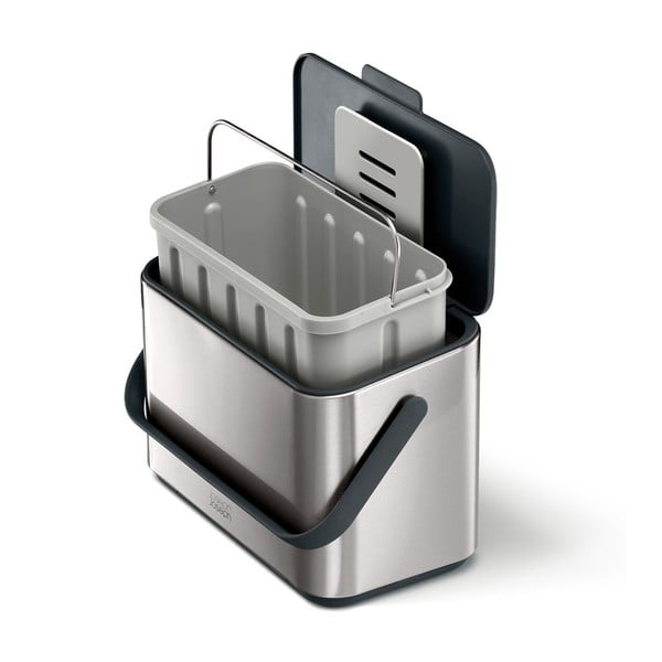 Pojemnik na odpadki organiczne w kolorze srebra 4 l Collect – Joseph Joseph-image-1