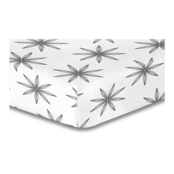 Szaro-białe prześcieradło elastyczne ze wzorem DecoKing Lucky, 90x200 cm