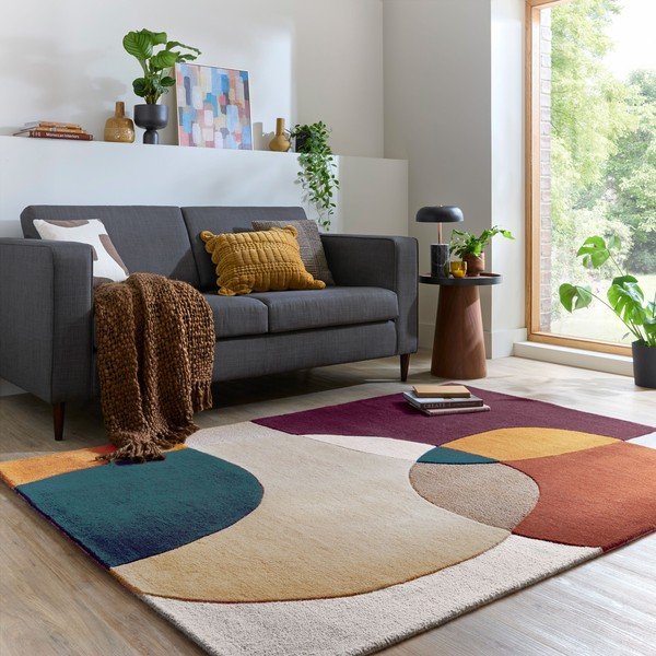 Fioletowy wełniany dywan tkany ręcznie 120x170 cm Glow Purple Multi – Flair Rugs-image-1