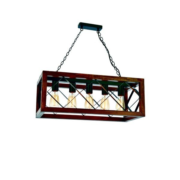 Lampa wisząca z drewna grabu Zikzak Rustik 5li