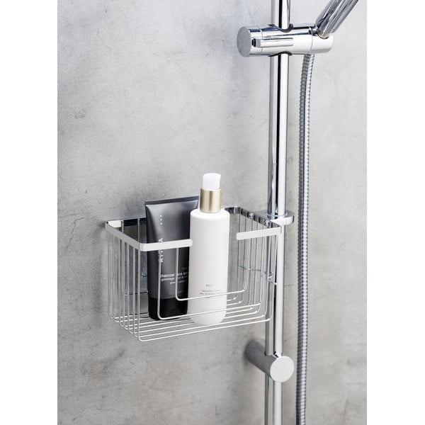 Półka łazienkowa ze stali nierdzewnej w kolorze srebra z połyskiem bez wiercenia Valognes – Wenko-image-1