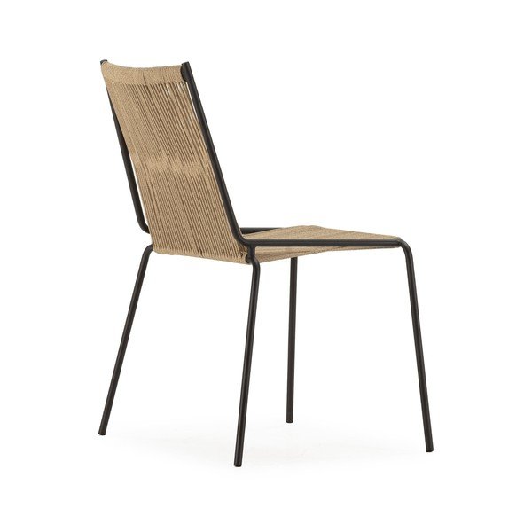 Beżowe metalowe krzesła zestaw sztaplowane 2 szt. Emily – Marckeric-image-4