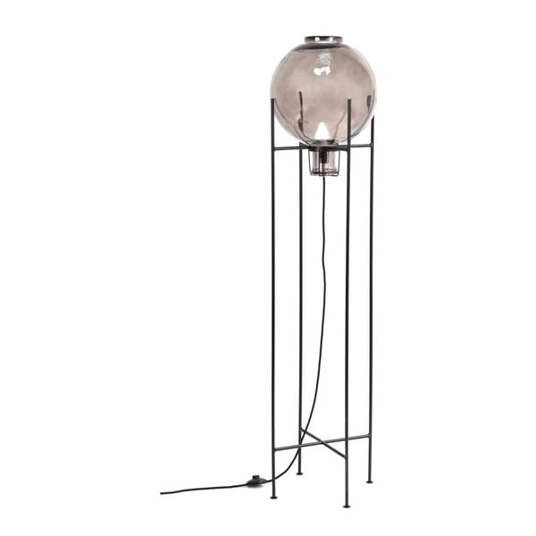 Lampa stojąca ze szkła z recyklingu i metalu Velvet Atelier Fume, wys. 145 cm