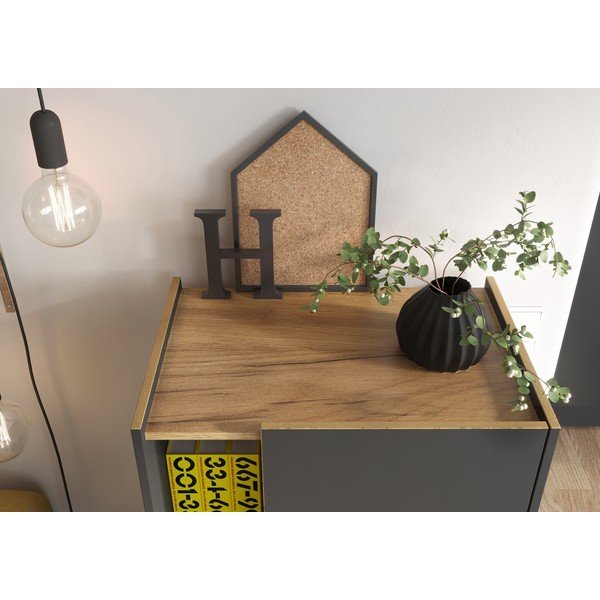 Ciemnoszary regał w dekorze dębu 62x115 cm Austin – Germania-image-3