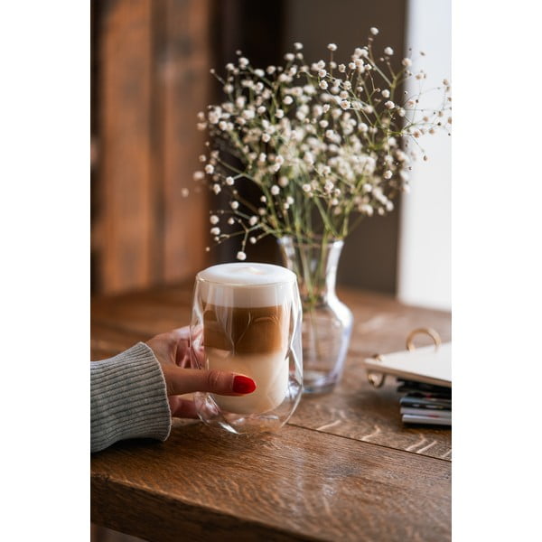 Zestaw 2 szklanek z podwójną ścianką do latté Vialli Design Geo, 350 ml-image-4