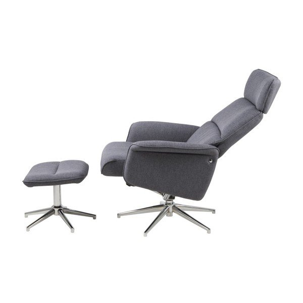 Ciemnoszary regulowany fotel z podnóżkiem Actona Alura-image-4