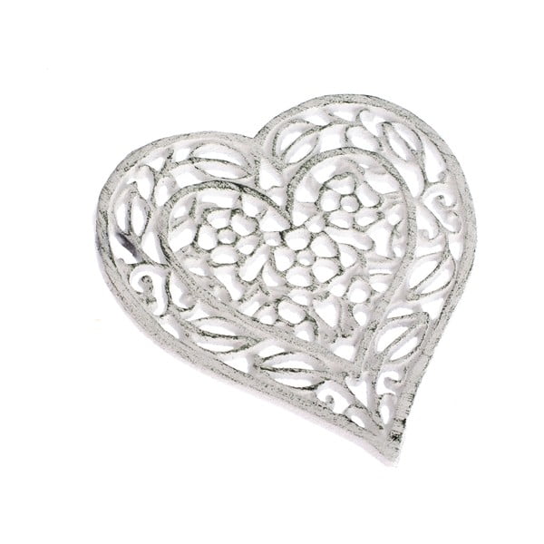 Biały żeliwna podkładka pod garnek w kształcie serca Dakls Heart Rustico