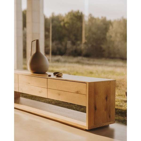 Szafka pod TV w dekorze dębu 200x51 cm Alguema – Kave Home-image-1