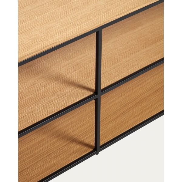 Czarno-naturalna szafka pod TV w dekorze dębu 160x50 cm Yoana − Kave Home-image-1