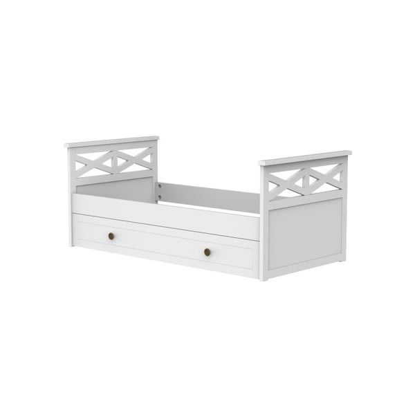 Białe łóżko jednoosobowe z szufladą Trébol Mobiliario Aspas, 90x190 cm