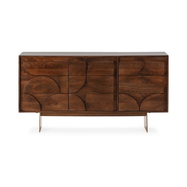 Brązowa komoda z litego drewna mango 145x76x40 cm Trisha – MOME