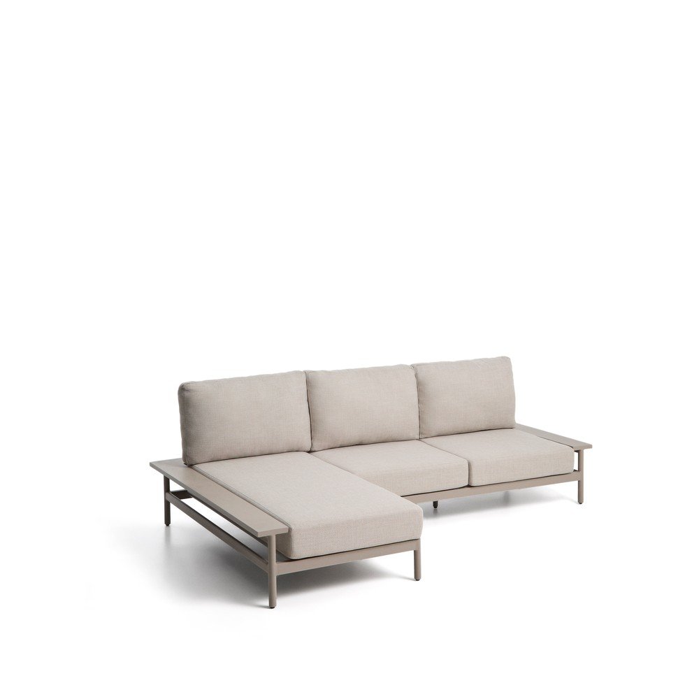 Beżowa/szarobrązowa tapicerowana sofa ogrodowa (lewostronna/z szezlongiem) Vathi – Kave Home