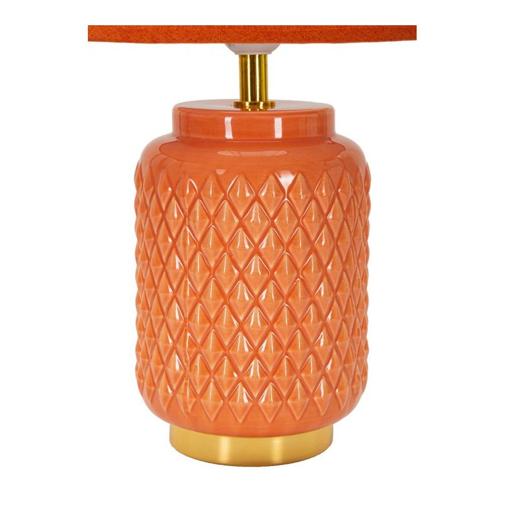 Pomarańczowa lampa stołowa ceramiczna z tekstylnym kloszem (wysokość 44 cm) – Mauro Ferretti (zdjęcie 3)