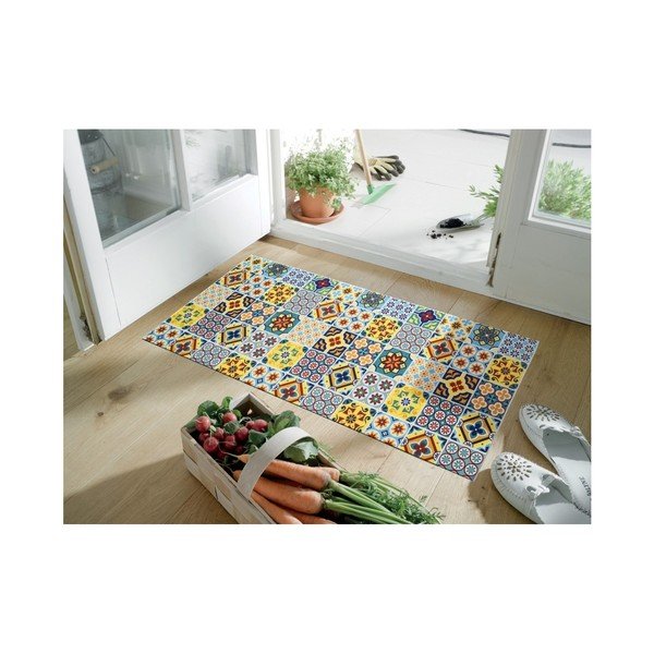 Wytrzymały chodnik kuchenny Webtappeti Azulejo, 58x240 cm-image-1
