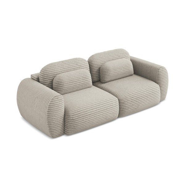 Jasnobrązowa sztruksowa rozkładana sofa ze schowkiem 266 cm Kini – Makamii-image-2