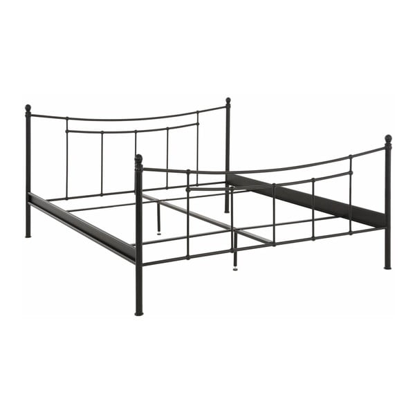 Czarne łóżko dwuosobowe Støraa Victor, 180x200 cm