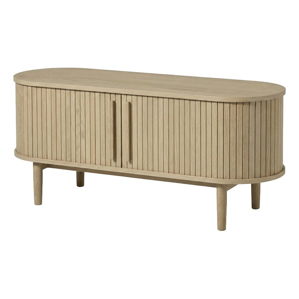 Szafka pod TV w dekorze dębu w jasnym naturalnym kolorze 140x56x40 cm Meta – Unique Furniture