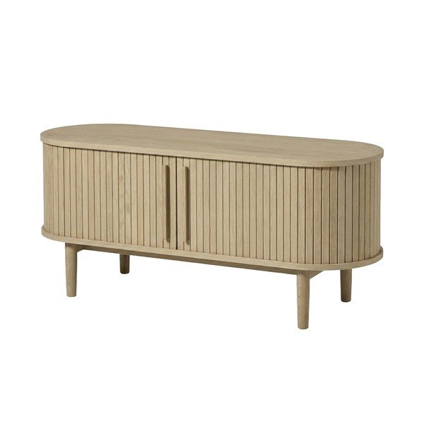 Szafka pod TV w dekorze dębu w jasnym naturalnym kolorze 140x56x40 cm Meta – Unique Furniture
