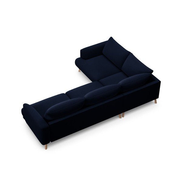 Ciemnoniebieski aksamitny narożnik (lewostronny/w kształcie litery L) Naomi – Micadoni -image-3