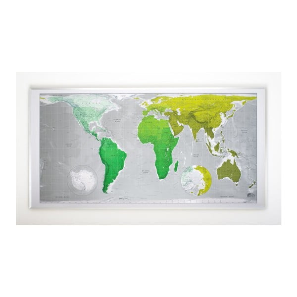 Magnetyczna mapa świata Huge Future Map, 196x100 cm, zielona