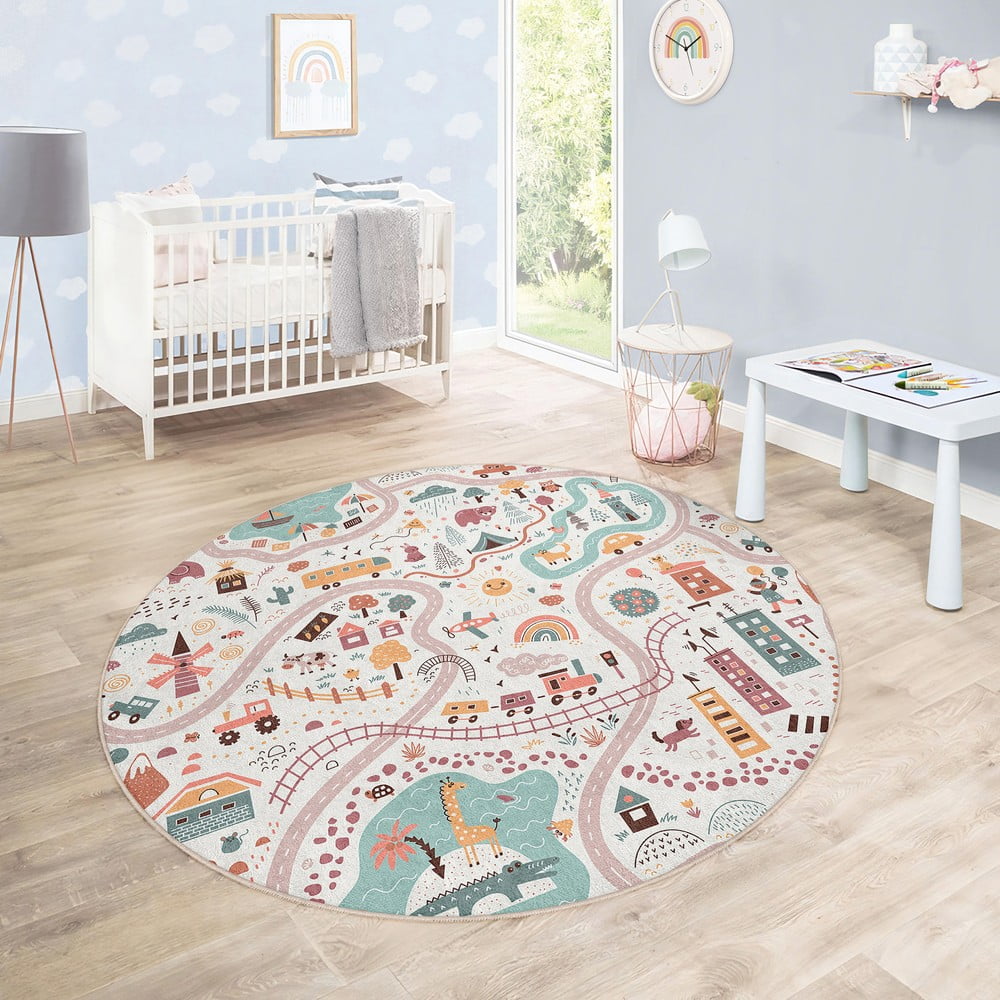 Dziecięcy dywan do zabawy odpowiedni do prania ø100 cm Furry World – Mila Home (zdjęcie 7)