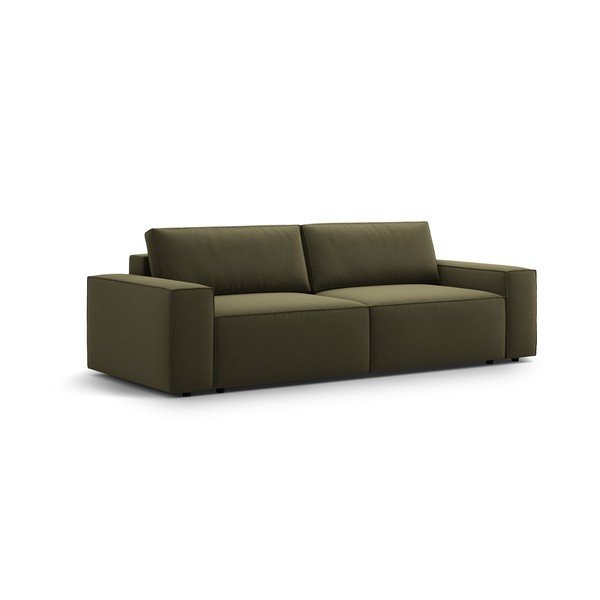 Zielona aksamitna rozkładana/ze schowkiem sofa 247 cm Jodie – Micadoni -image-3