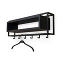 Czarny wieszak ścienny z litego drewna dębowego z półką 78 cm School – Spinder Design
