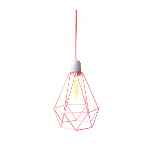 Lampa z różowym kloszem i kablem Filament Style Diamond #1