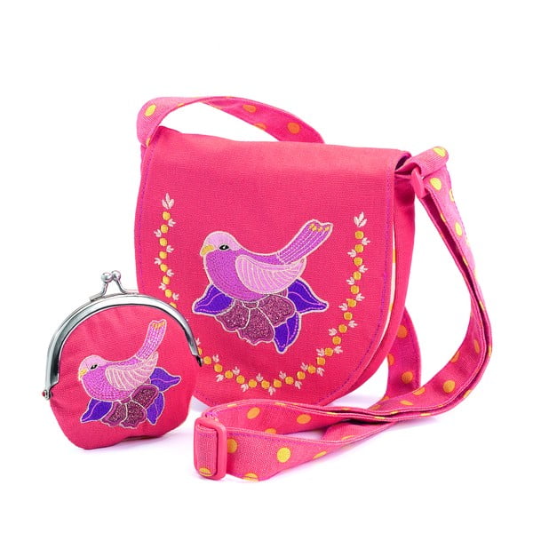 Zestaw różowej dziecięcej torebki i portfela Djeco Gołąbek