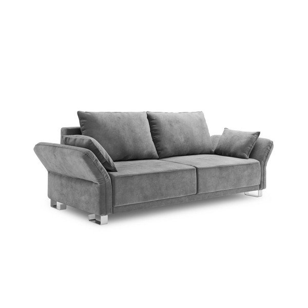 Szara 3-osobowa sofa rozkładana z aksamitnym obiciem Windsor & Co Sofas Pyxis-image-2