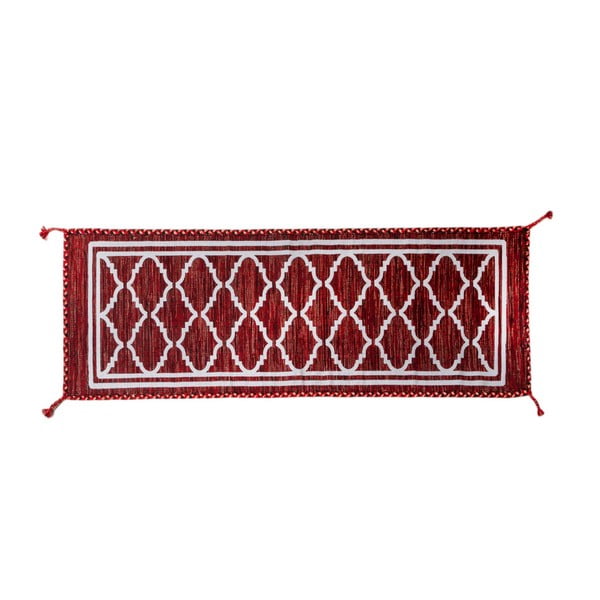 Ciemnoczerwony chodnik ręcznie tkany Navaei & Co Kilim Ethnic 105, 180x60 cm