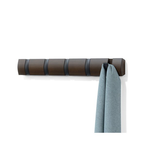 Ciemnobrązowy wieszak ścienny z litego drewna topolowego Flip – Umbra-image-4