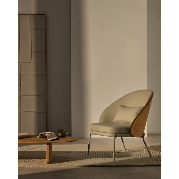 Beżowy fotel z imitacji skóry Eamy – Kave Home-image-1