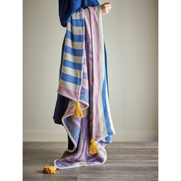 Niebieski koc z mieszanki bawełny 130x160 cm Arlie – Bloomingville-image-2