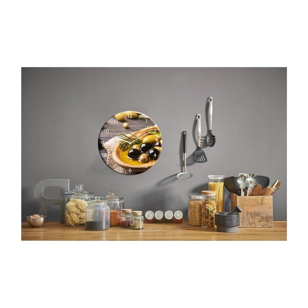 Szklany zegar ścienny Styler Gold, ø 30 cm-image-2