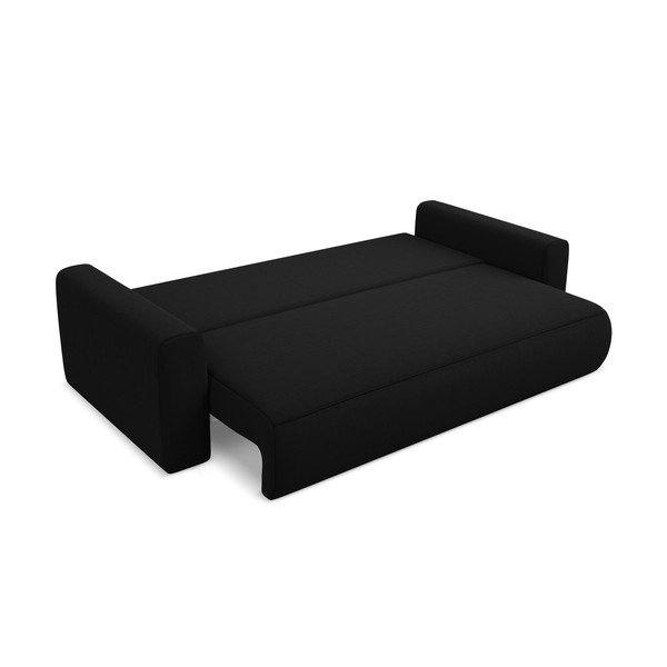 Czarna aksamitna rozkładana/ze schowkiem sofa 238 cm Kapua – Makamii-image-4