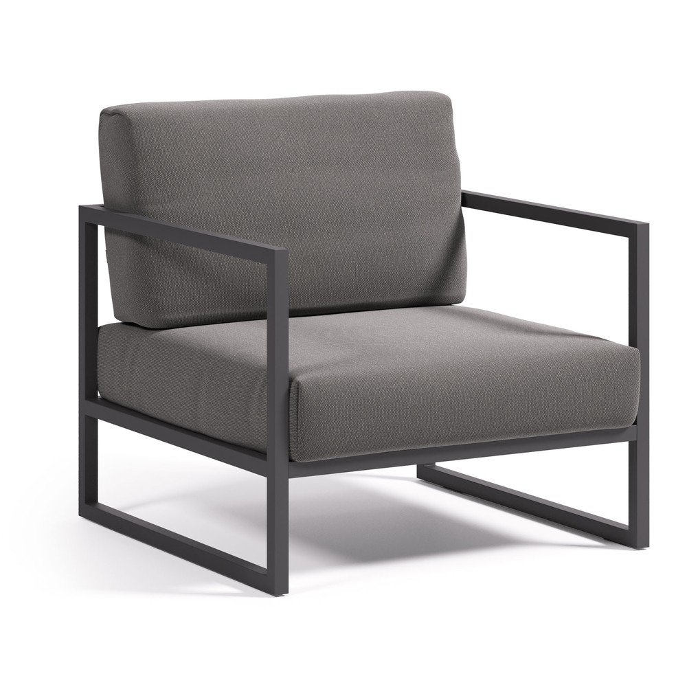 Ciemnoszary metalowy fotel ogrodowy Comova – Kave Home
