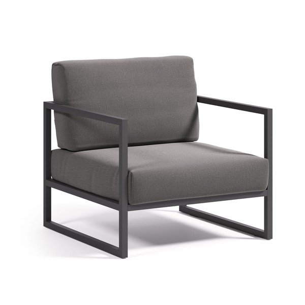 Ciemnoszary metalowy fotel ogrodowy Comova – Kave Home