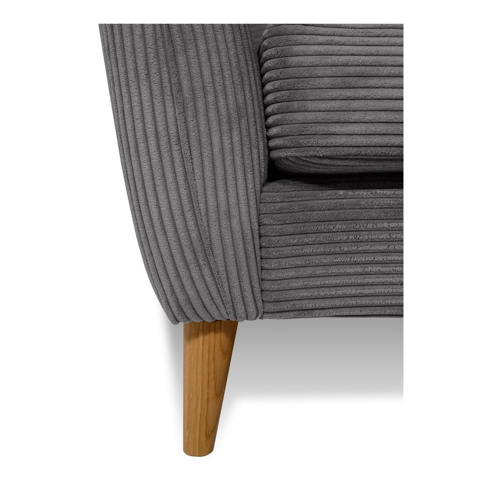 Ciemnoszara sztruksowa sofa 170 cm Paris – Scandic (zdjęcie 7)
