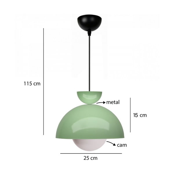 Zielona lampa wisząca z metalowym kloszem ø 25 cm Arta – Opviq lights-image-2