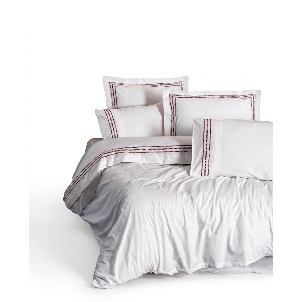Biała pościel dwuosobowa z bawełny renforcé 240x220 cm Red Heritage Lines – Mila Home Luxury
